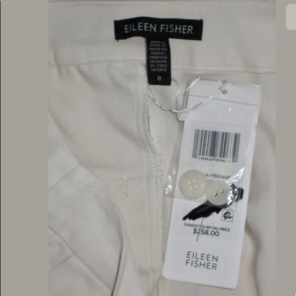 NEW EILEEN FISHER WHITE PLEATED STRETCH ANKLE PANTS TROUSERS SIZE 0 NWT $258 - Picture 5 of 7